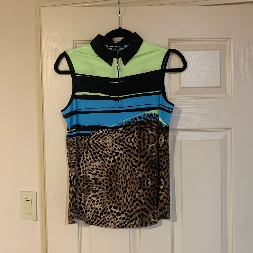 DKNY Golf Print Sleeveless Top sz S